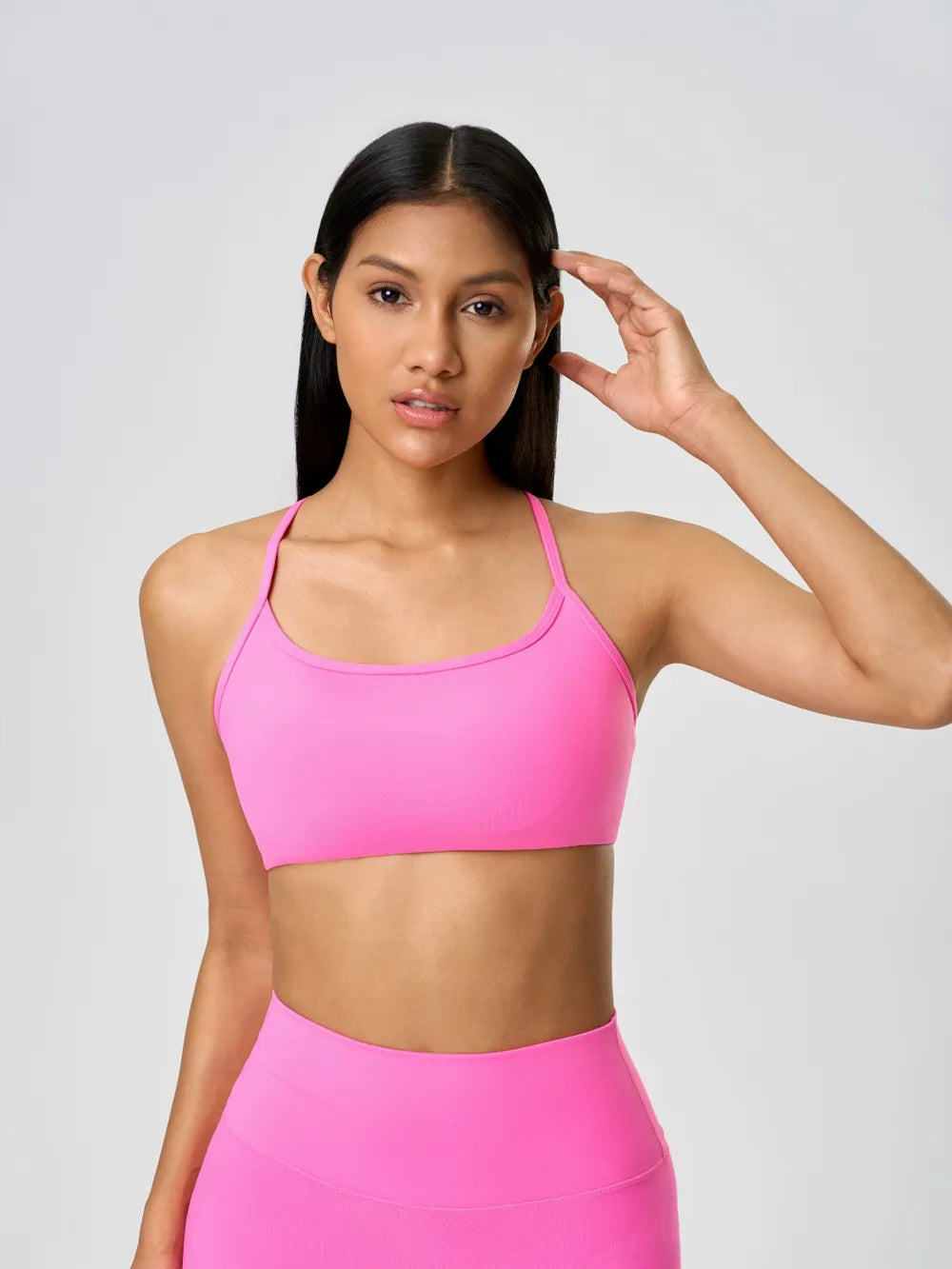 Crisscross Back Scoop Neck Active Cami with Detachable Chest Pads in Deep Red for Women