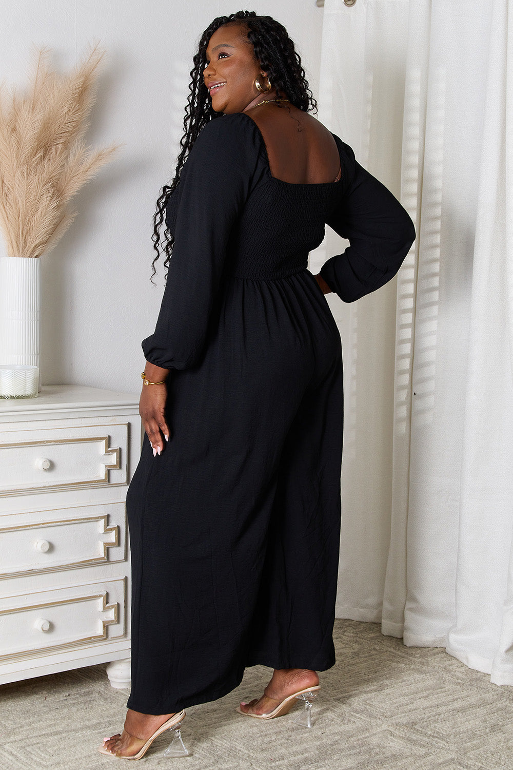 Square Neck Jumpsuit with Pockets for Women