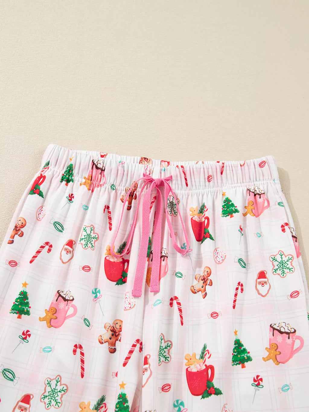 Christmas Spirit Cute Holiday Print Short Sleeve Shirt and Pants 2pcs Pajama Set for Women