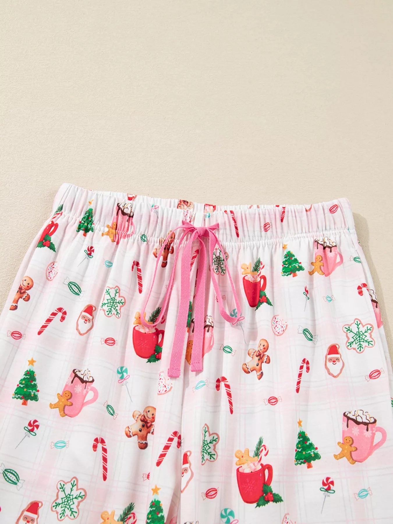 Christmas Spirit Cute Holiday Print Short Sleeve Shirt and Pants 2pcs Pajama Set for Women