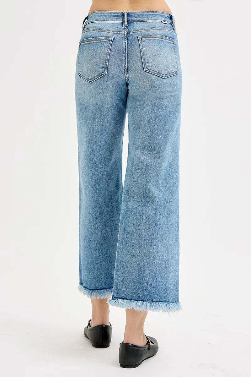 Mid Rise Crop Wide Leg Jeans Plus Size in Light for Women