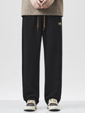 Drawstring Wide Leg Pants Plus Size in Relaxed in Black for Men