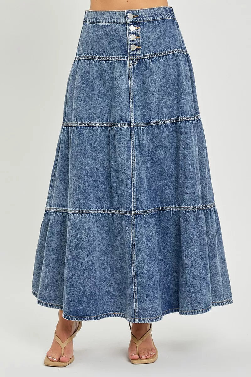 High Rise Ruffle Long Skirts in Medium for Women