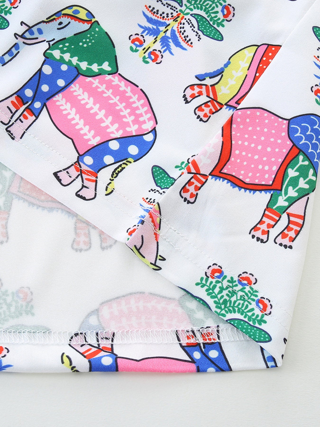 Sleeveless Elephant Print Casual Dress in White for Girls