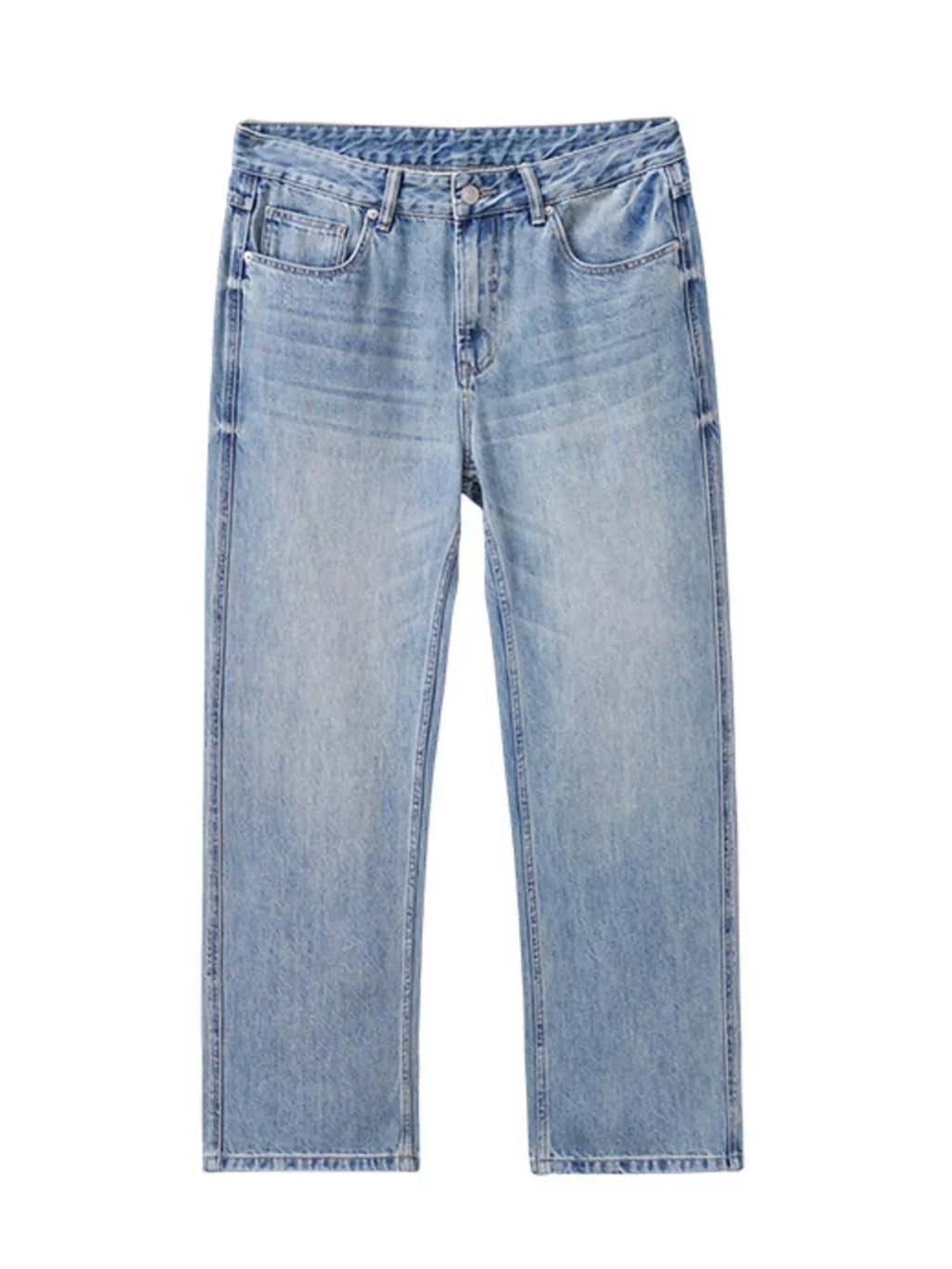 Casual Loose Fit Wash Jeans in Light Blue for Men