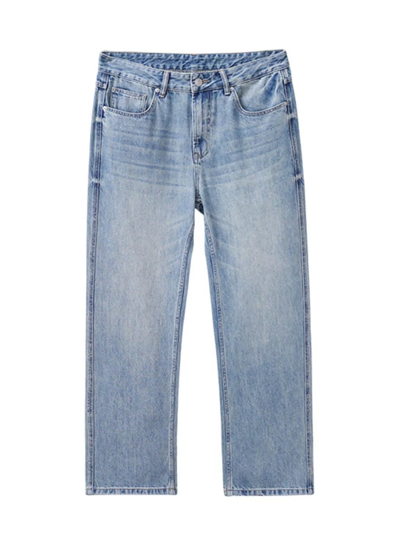 Casual Loose Fit Wash Jeans in Light Blue for Men
