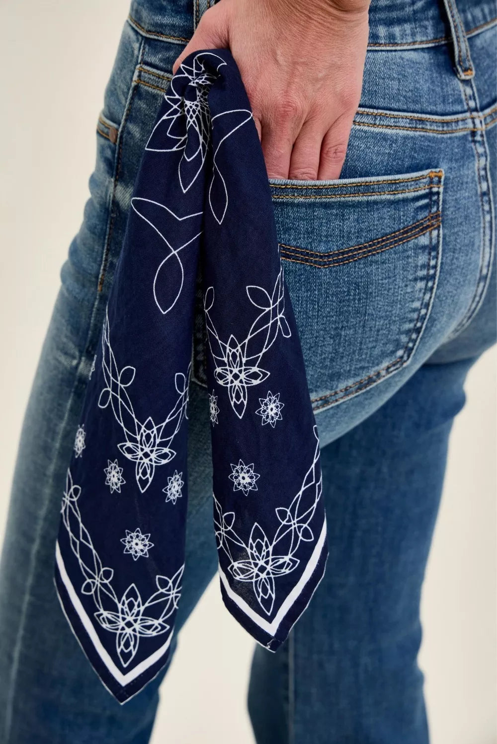 Mid Rise Jaqueline Flare with Triple Needle Back Pkts and Bandana Loop in Md for Women