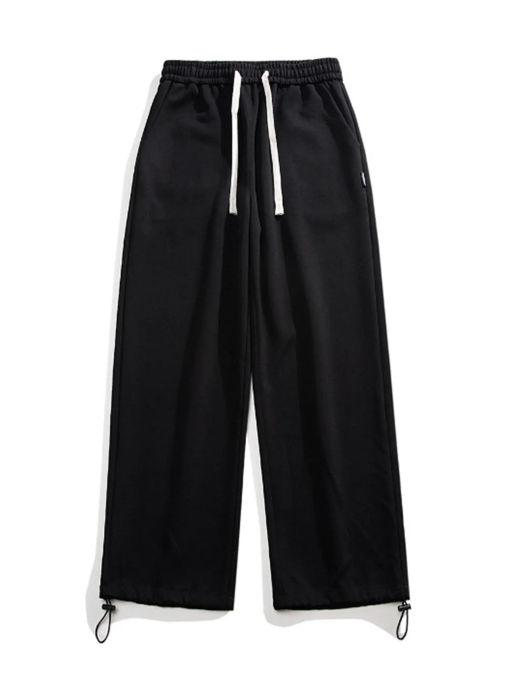 Drawstring Wide Leg Pants Plus Size in Black for Men