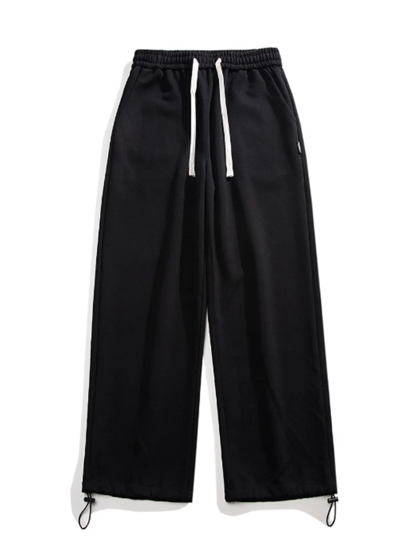 Drawstring Wide Leg Pants Plus Size in Black for Men