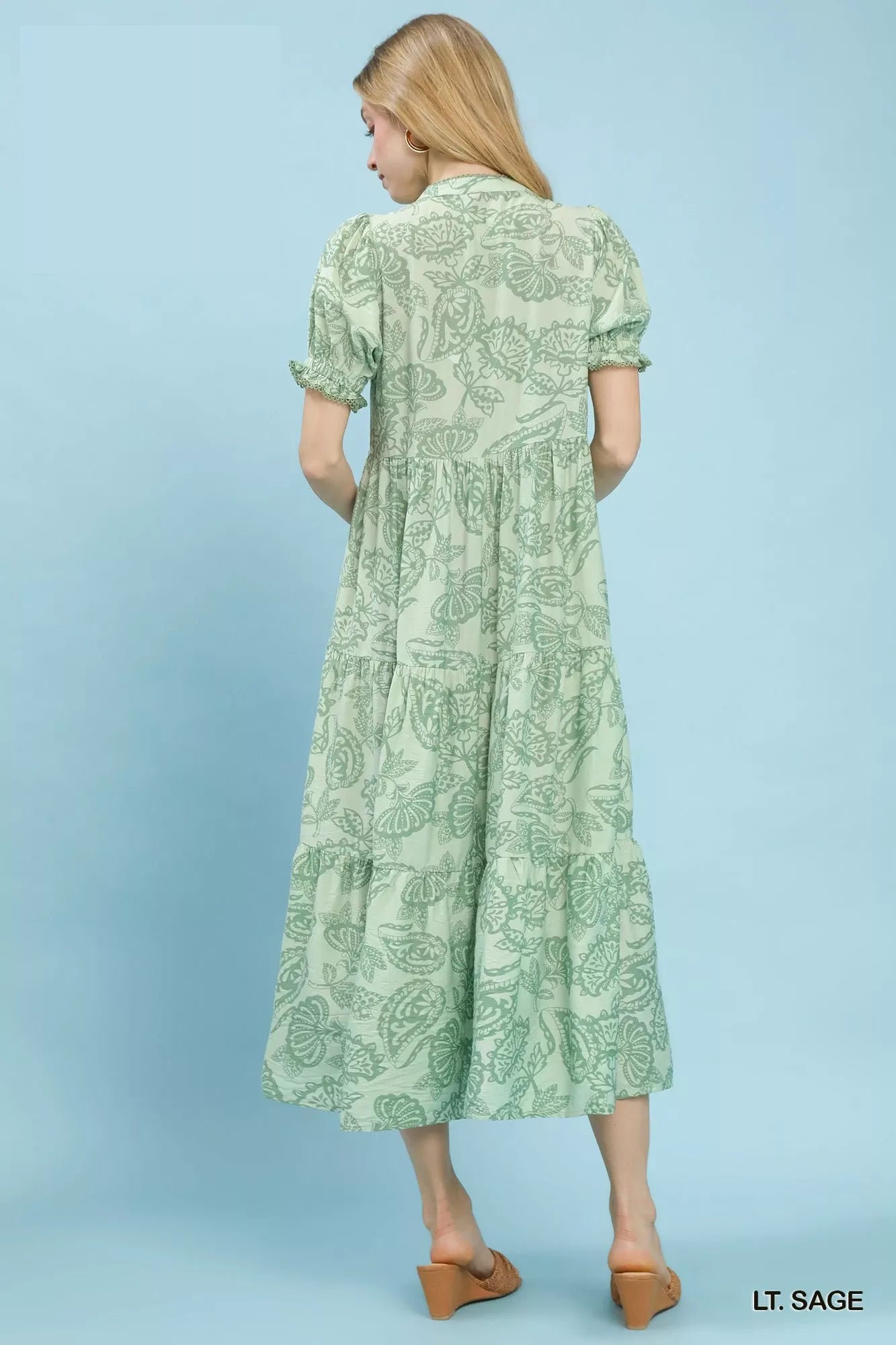 Paisley Print Tiered Midi Dress for Women