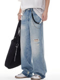 Distressed Wide Leg Jeans in Blue for Men