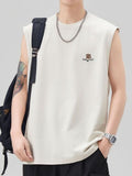 Plus Size Round Neck Tank in Ivory for Men