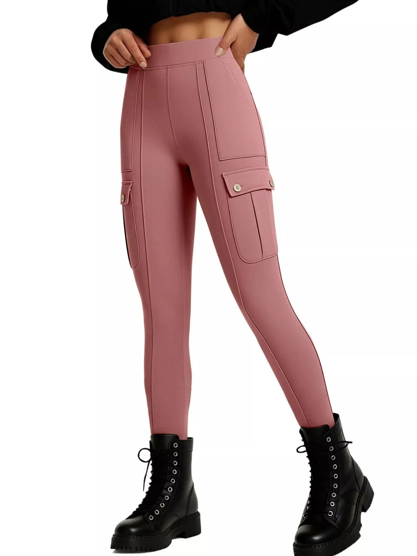 High Waist Active Pants in Black in Sky Blue for Women