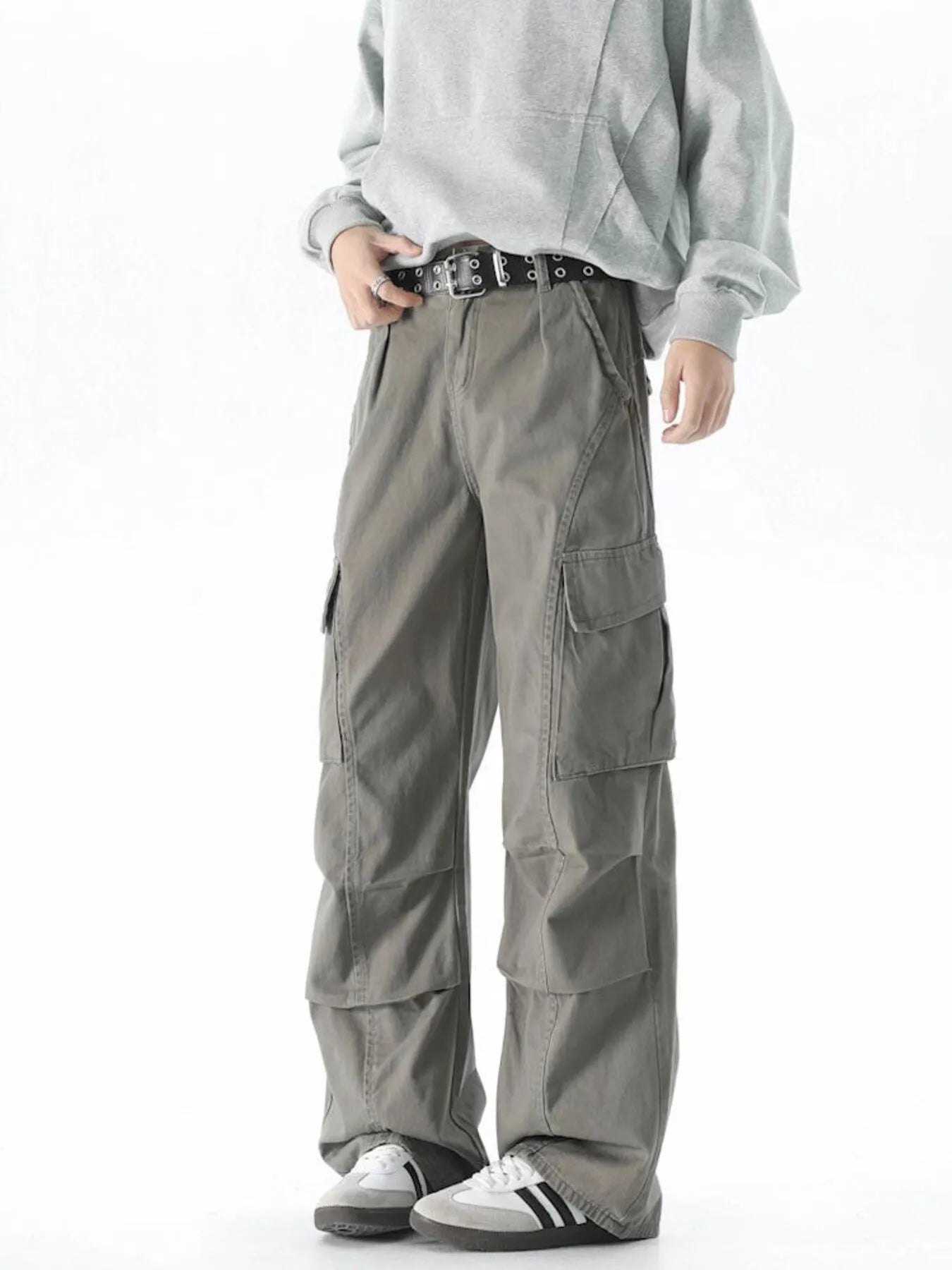 Loose Fit Cargo Pants in Dark Gray for Men