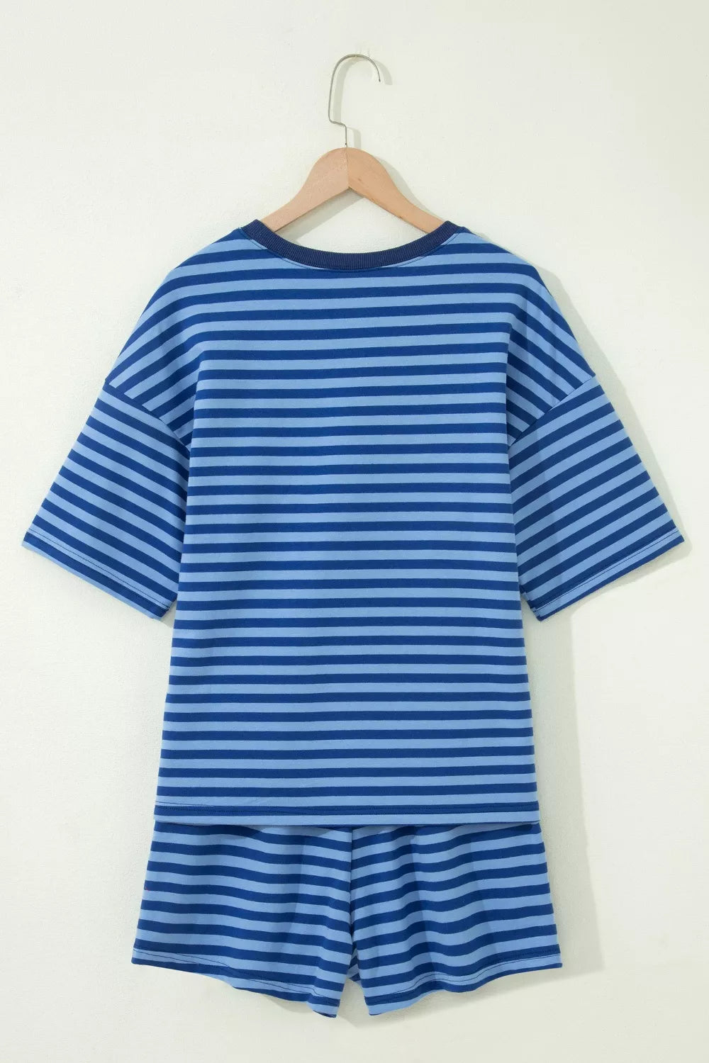 Striped Short Sleeve Top and Shorts Set for Women