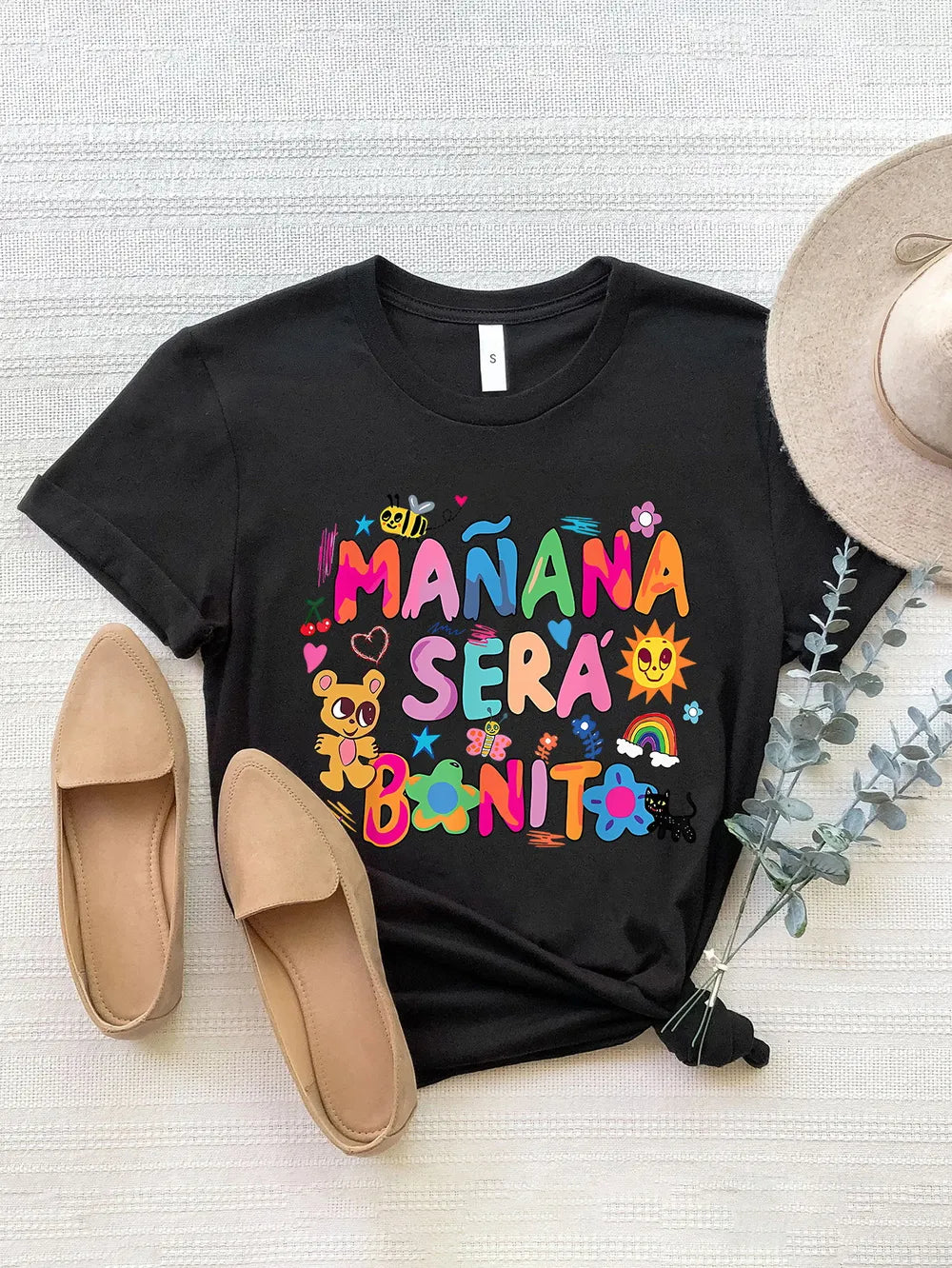 Letter Graphic Round Neck Short Sleeve T-Shirt in Aqua in White for Women