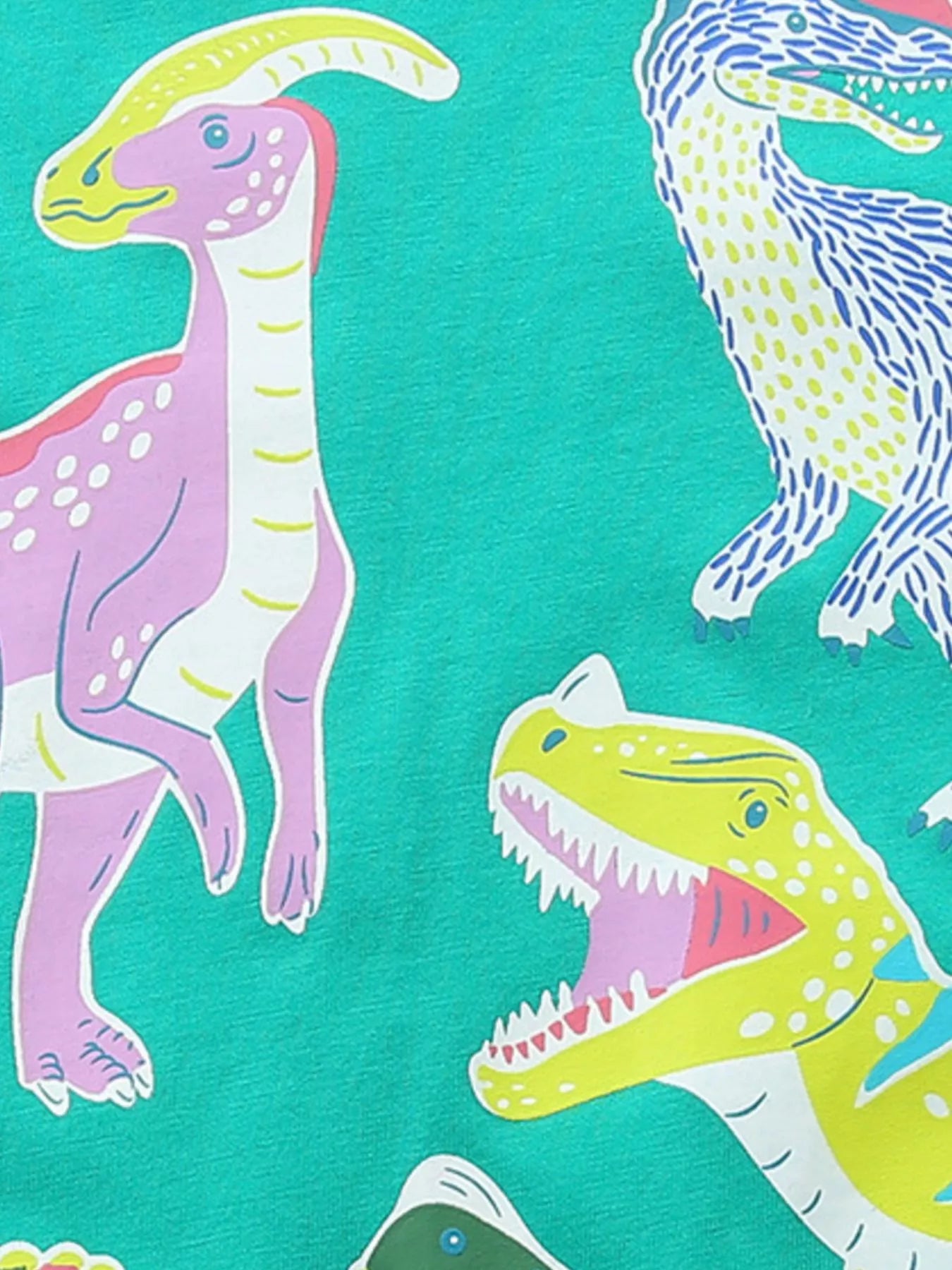 Dinosaur Print Crew Neck Short Sleeve T-Shirt in Turquoise for Boys