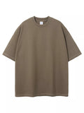 Round Neck Half Sleeve T-Shirt Plus Size in Brown for Men