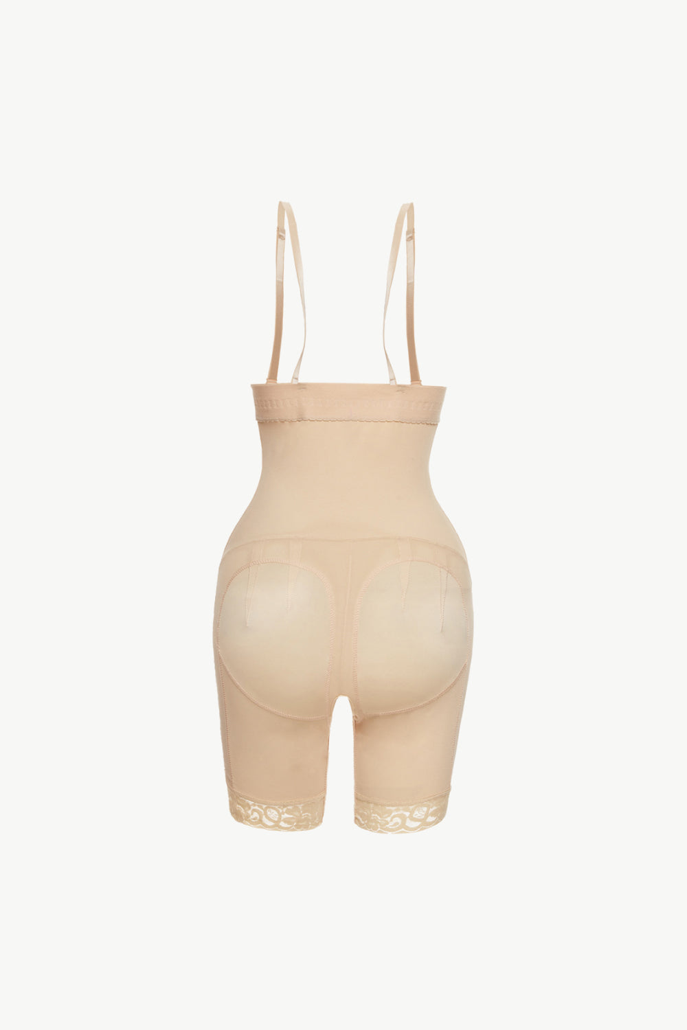 Plus Size Hook-and-Eye Lace Trim Shaping Bodysuit in Apricot for Women