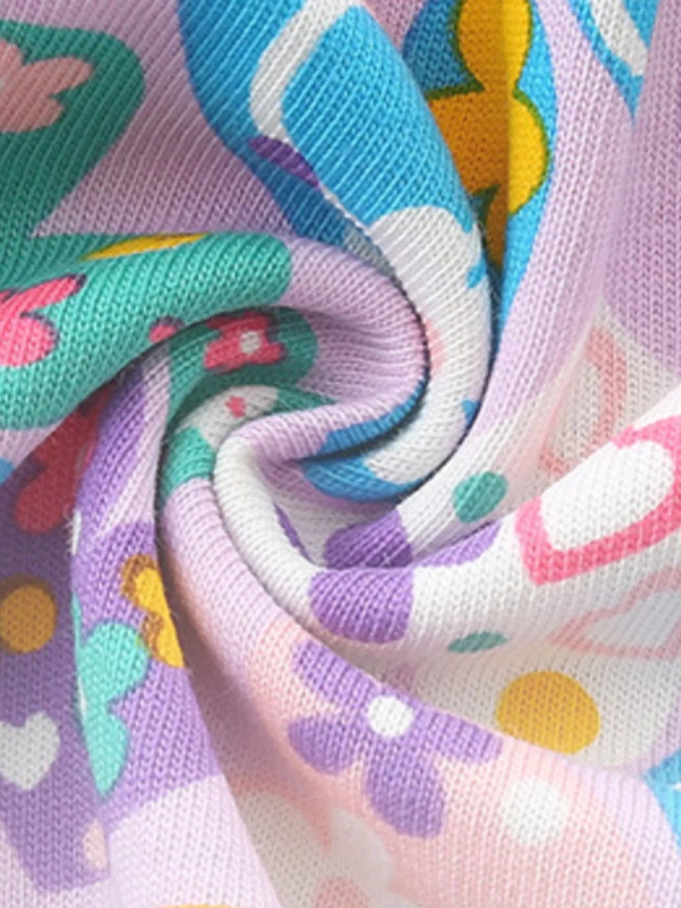Butterfly & Heart Print Pocket Ruffle Sleeve Dress in Multicolor for Girls