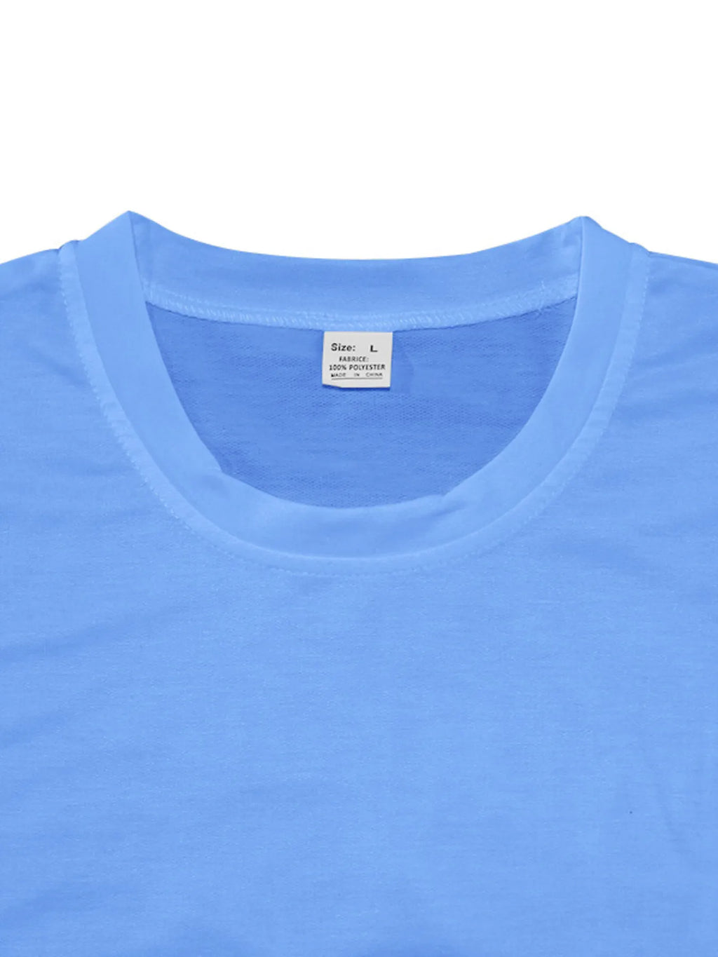 Round Neck Short Sleeve Top and Shorts Set Plus Size in Sky Blue for Men