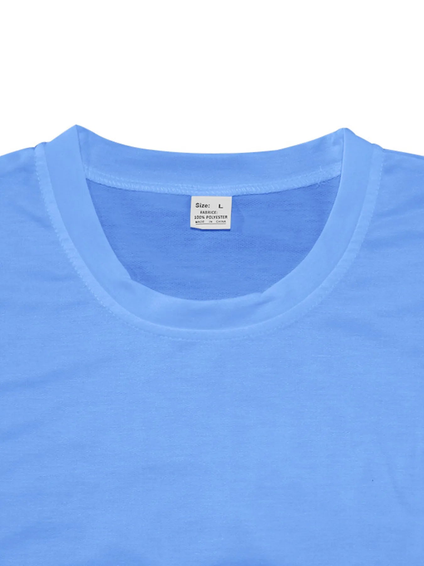 Round Neck Short Sleeve Top and Shorts Set Plus Size in Sky Blue for Men
