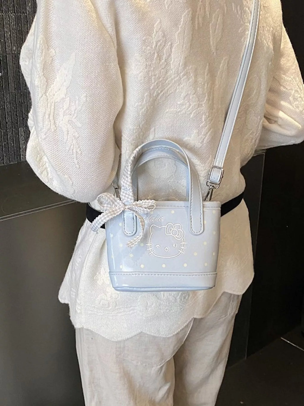 Polka Dot Mini Crossbody Bag in Blush Pink for Women