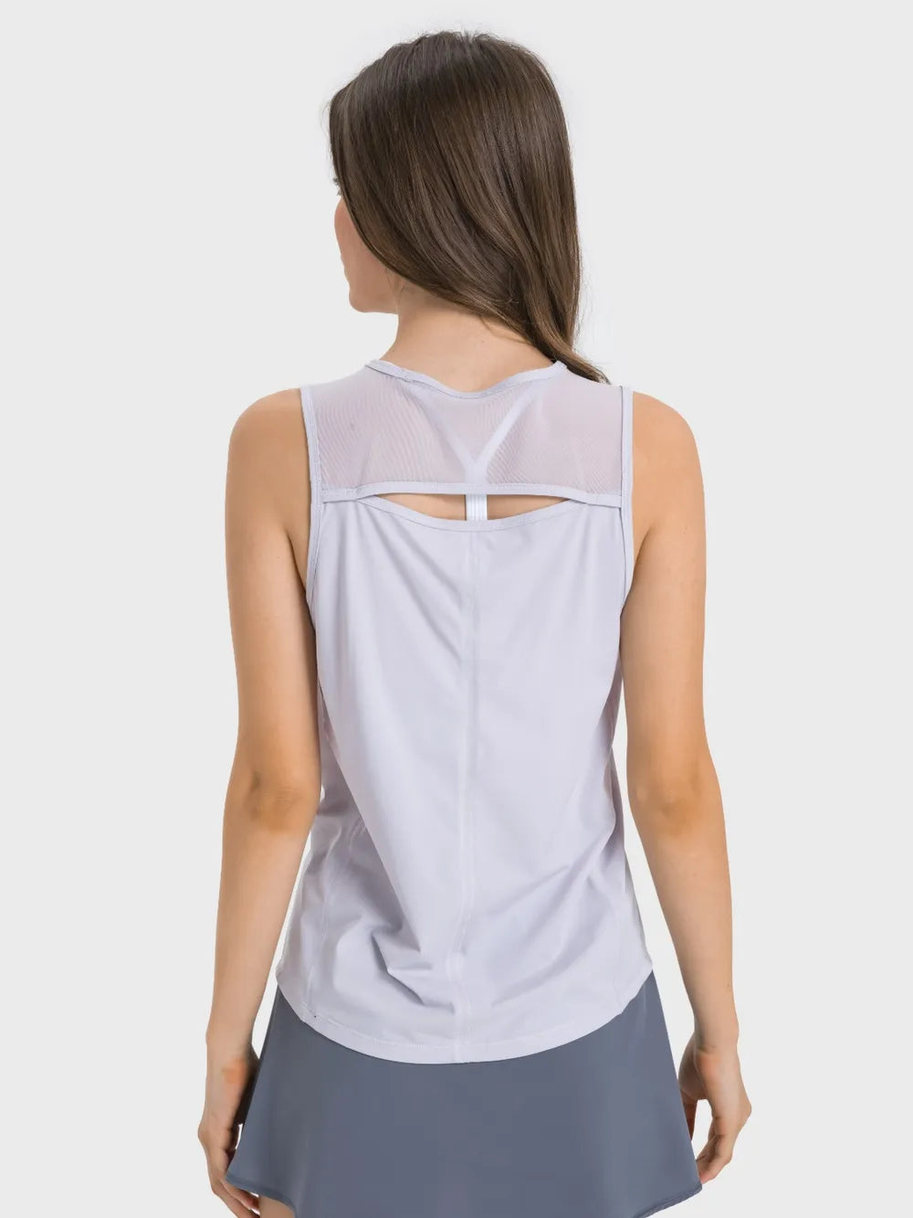 Cutout Back Round Neck Active Tank in Pink Purple for Women