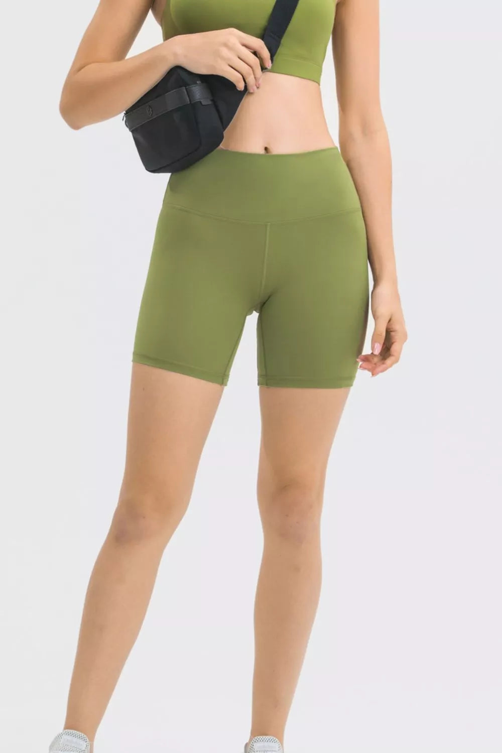 High Waist Training Shorts in Lime for Women