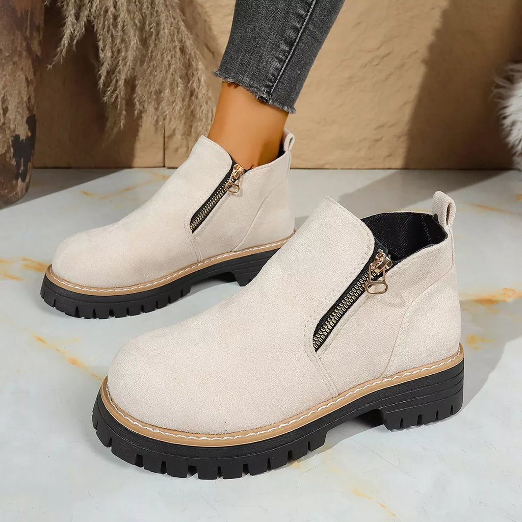 Round Toe Platform Boots in Classic in Black for Women