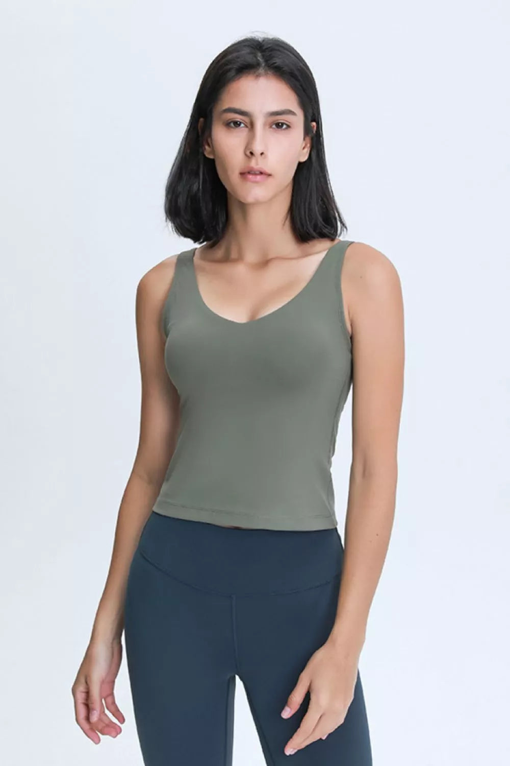 V Neck Active Tank in Dark Navy for Women