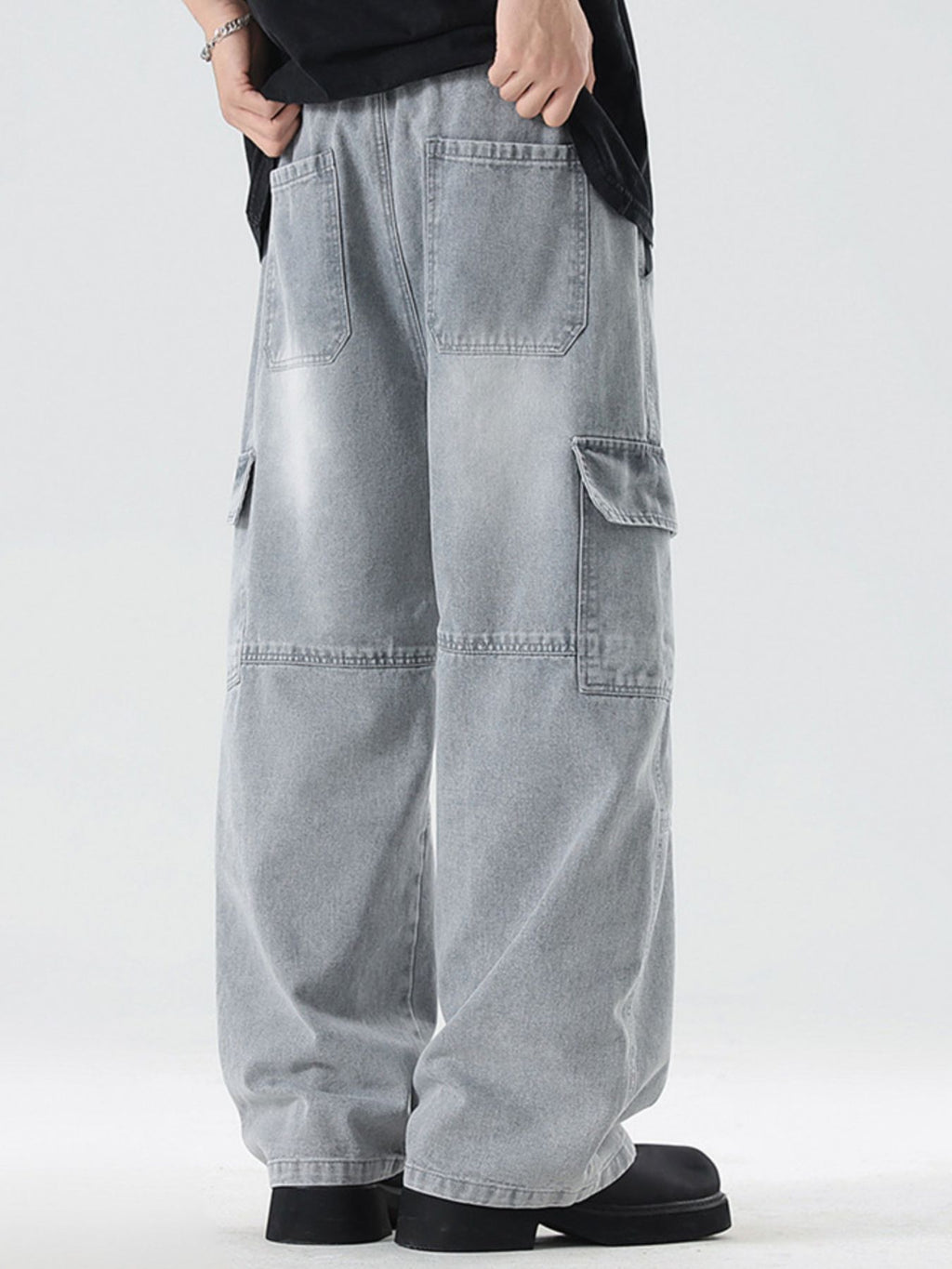 Vintage Wash Wide Leg Jeans Plus Size in Medium in Light Blue for Men