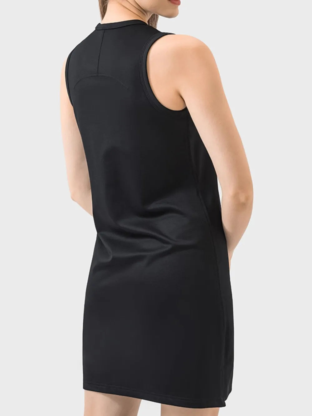 Round Neck Sleeveless Active Dress in Blush Pink for Women