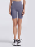 Wide Waistband Sports Shorts in Lavender for Women