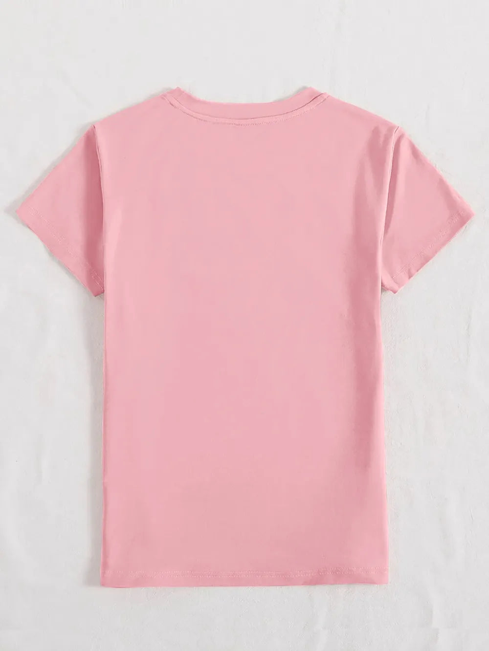 Happy Easter Round Neck Short Sleeve T-Shirt in Blush Pink for Women
