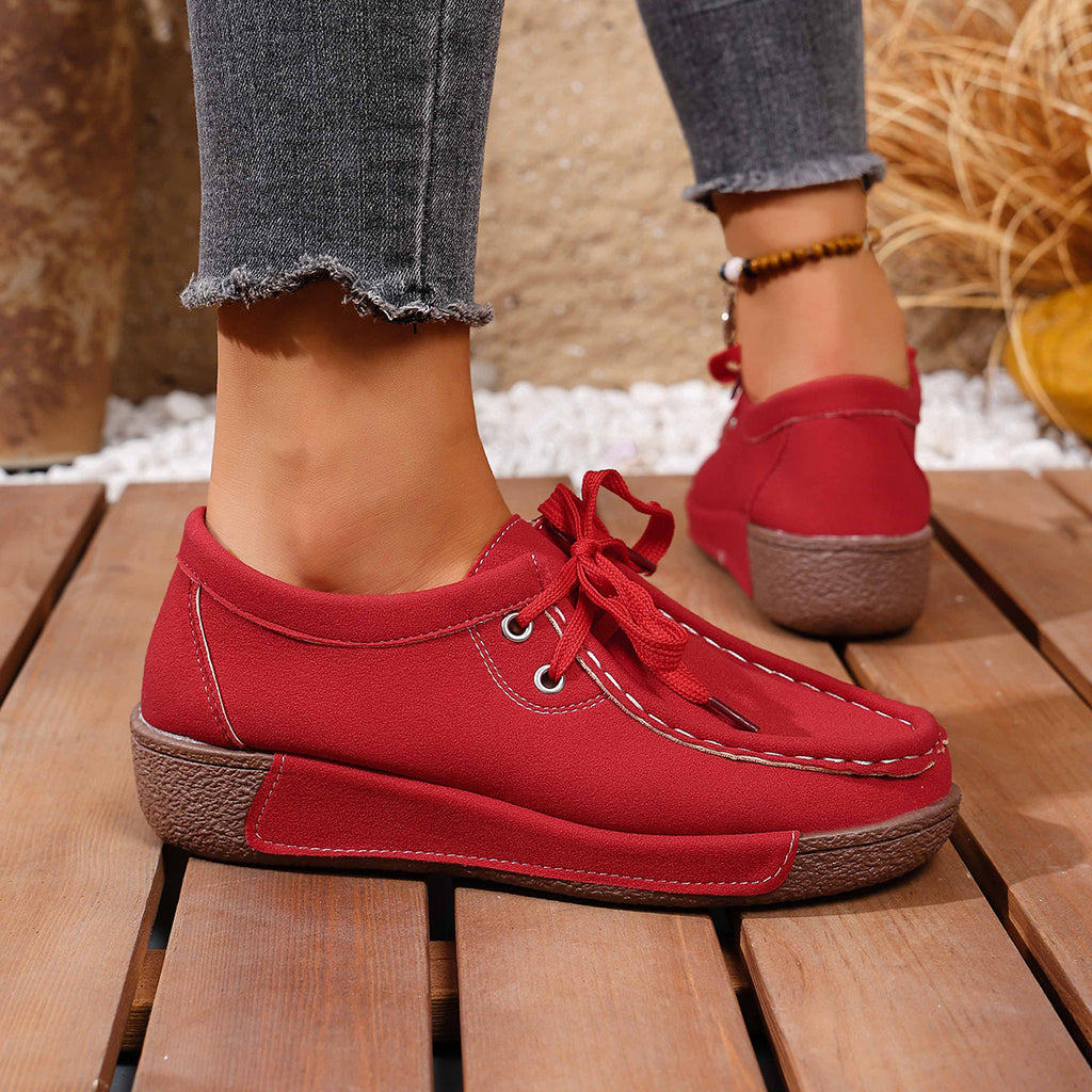 Lace Up Round Toe Sneakers in Black for Women