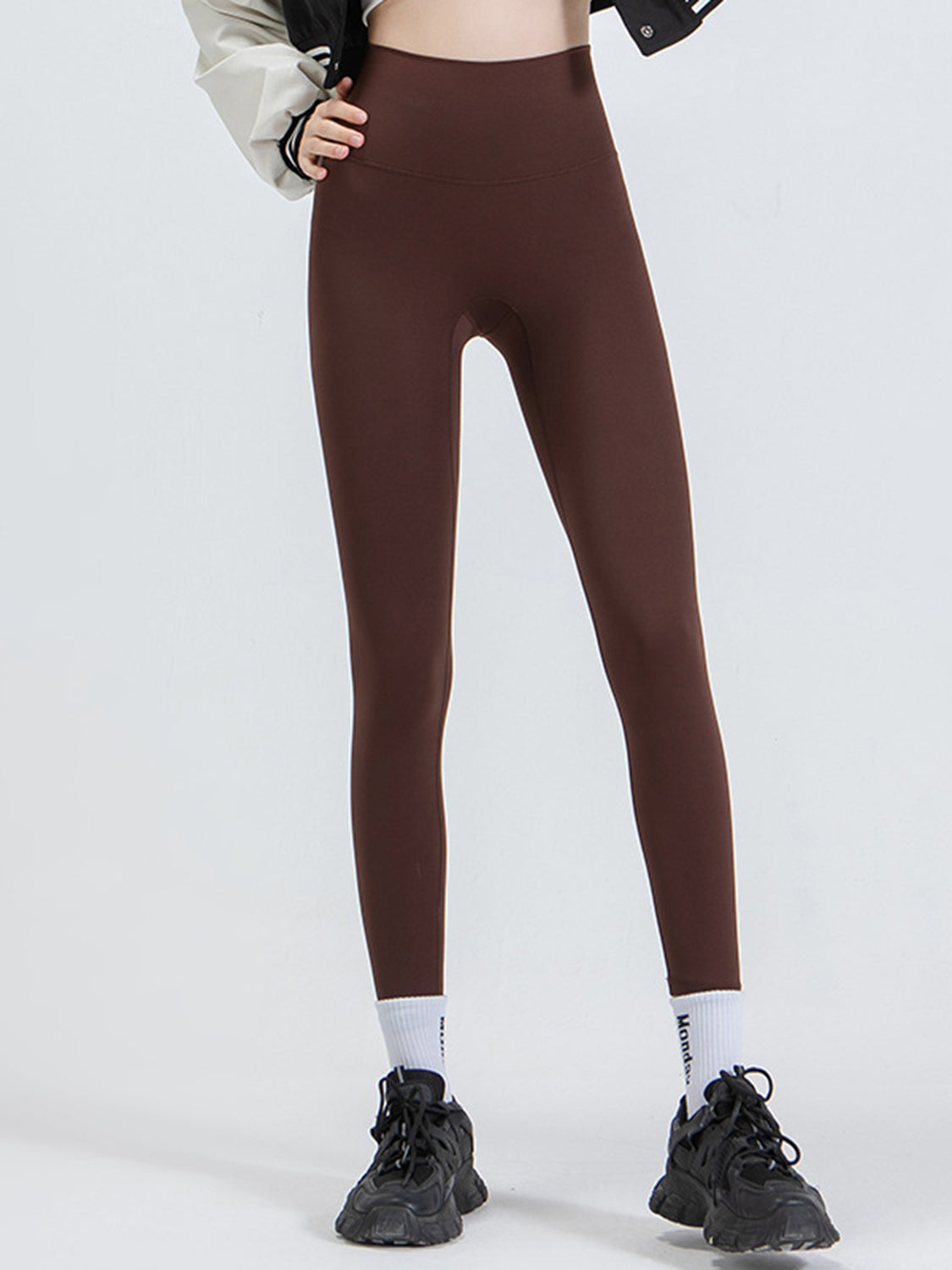 Wide Waistband Sports Leggings in Lilac for Women
