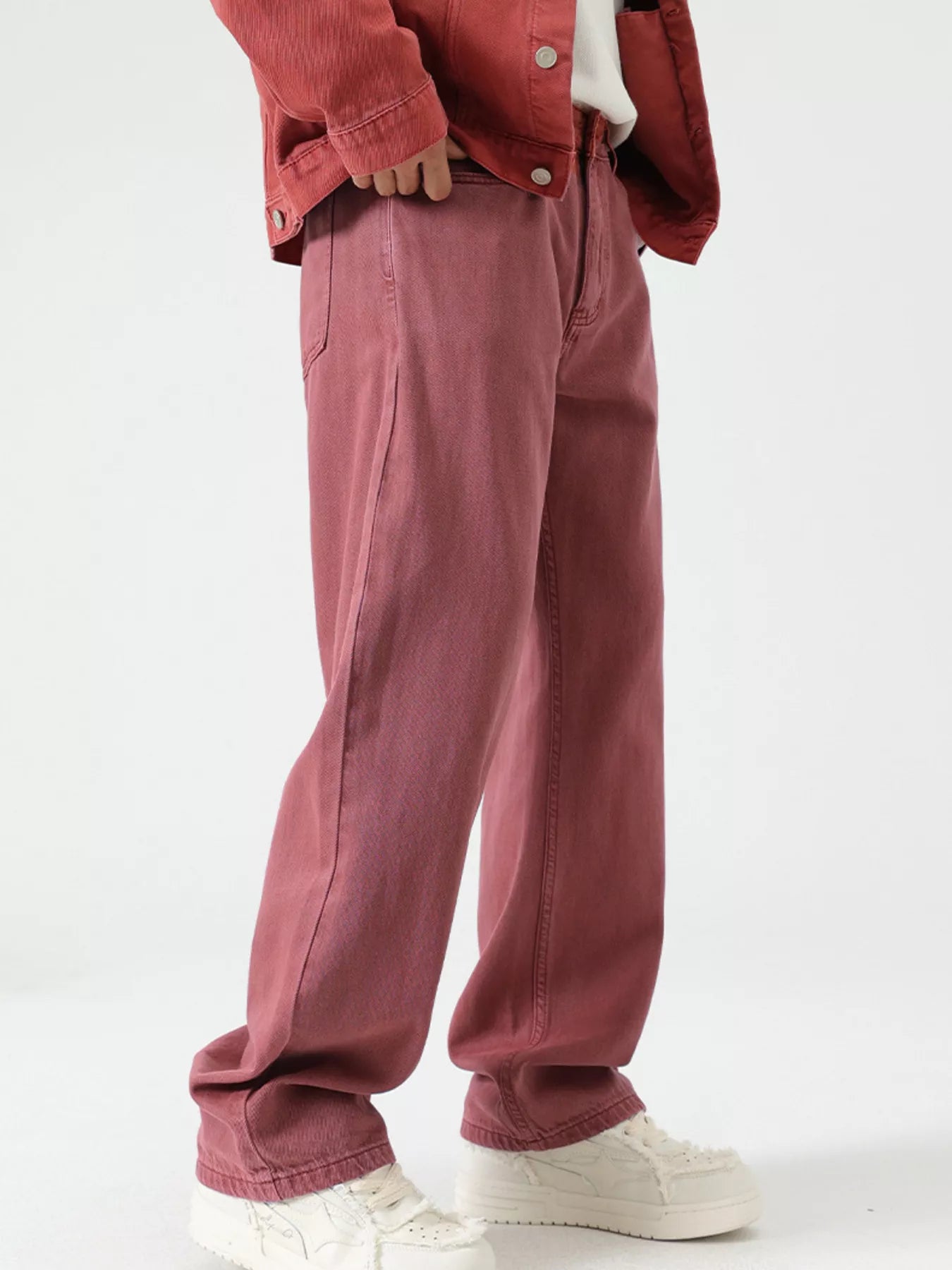 Vintage Wash Wide Leg Jeans in Khaki for Men