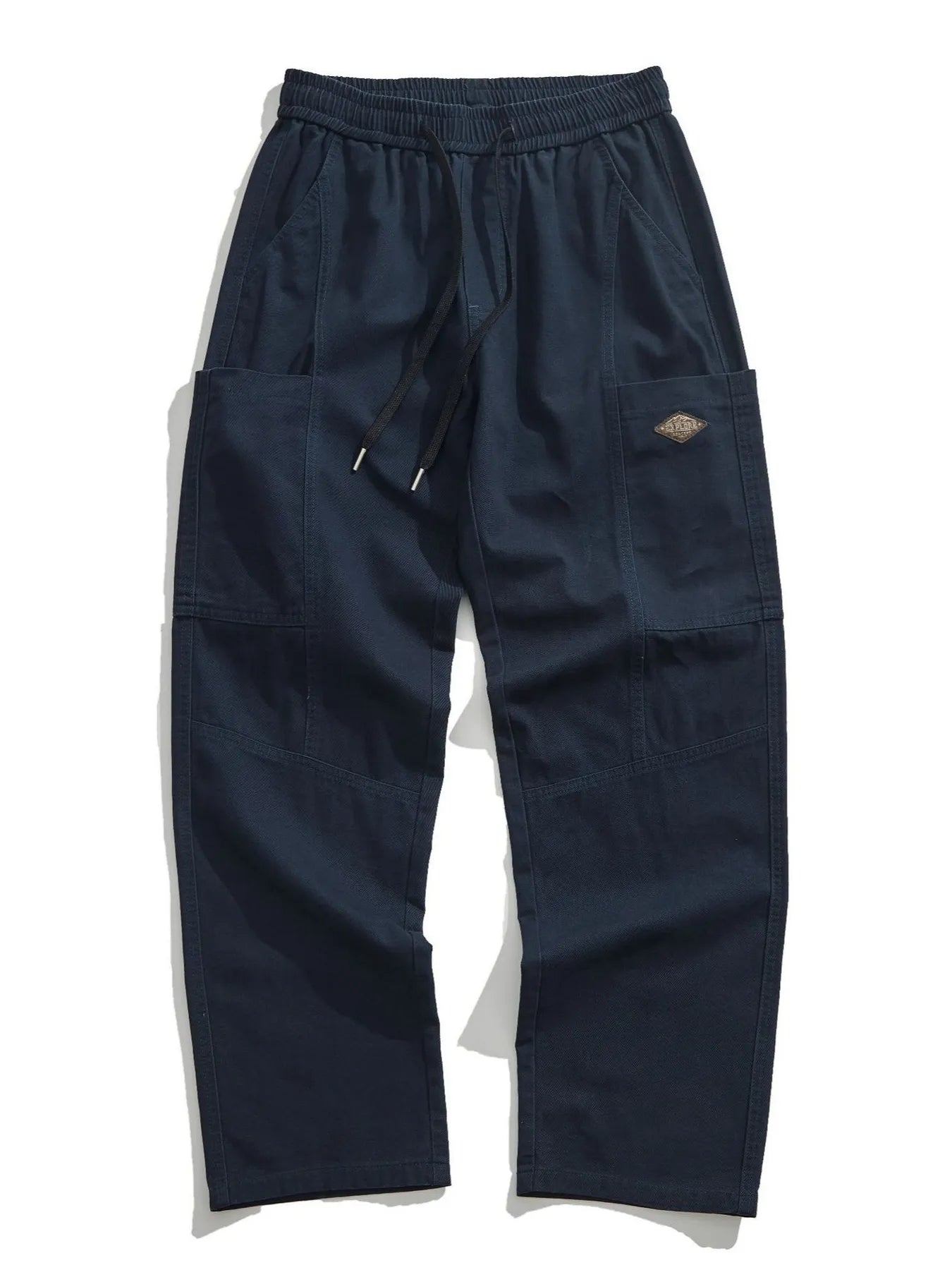Plus Size Casual Wide-Leg Drawstring Pants in Black for Men