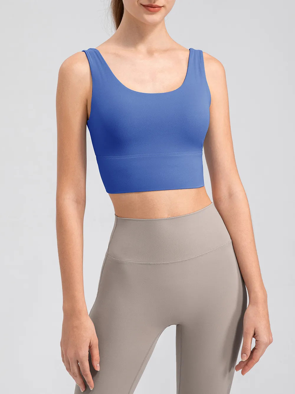 Scoop Neck Wide Strap Active Tank in Yellow for Women