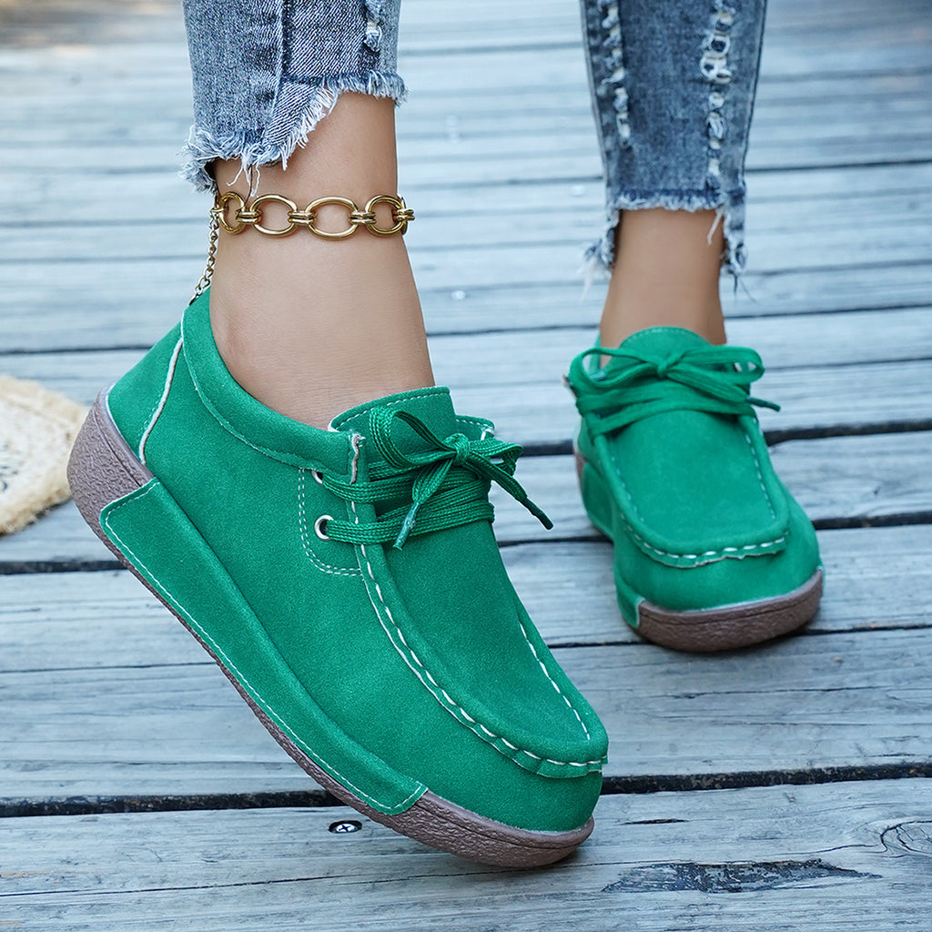 Lace Up Round Toe Sneakers in Red for Women