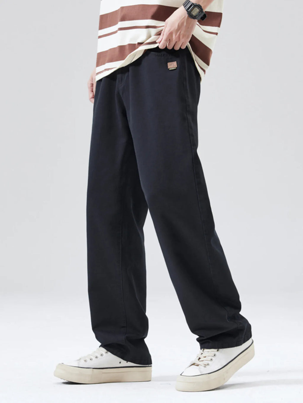 Wide Leg Pants Plus Size in Classic in Black for Men