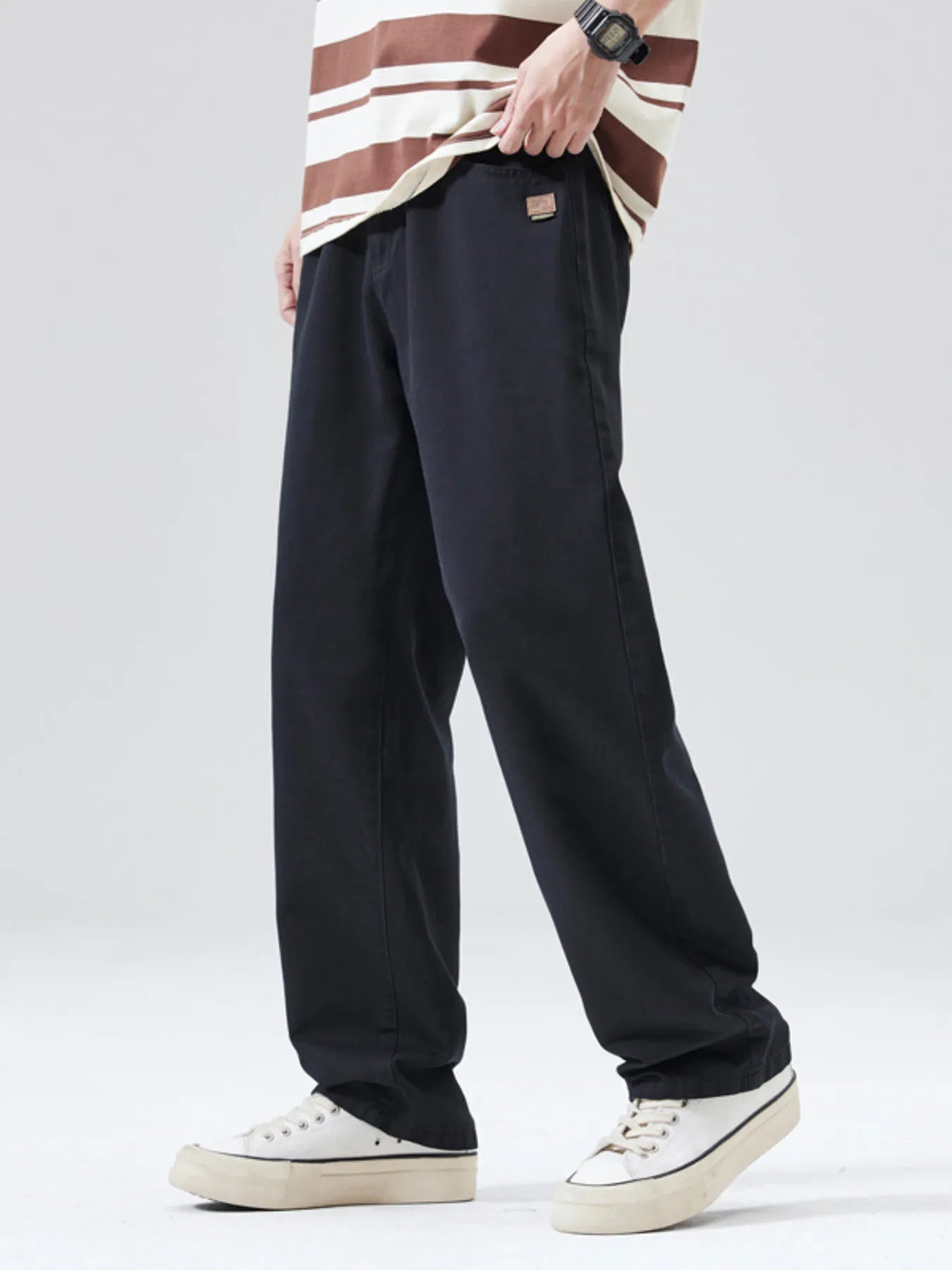 Wide Leg Pants Plus Size in Classic in Black for Men