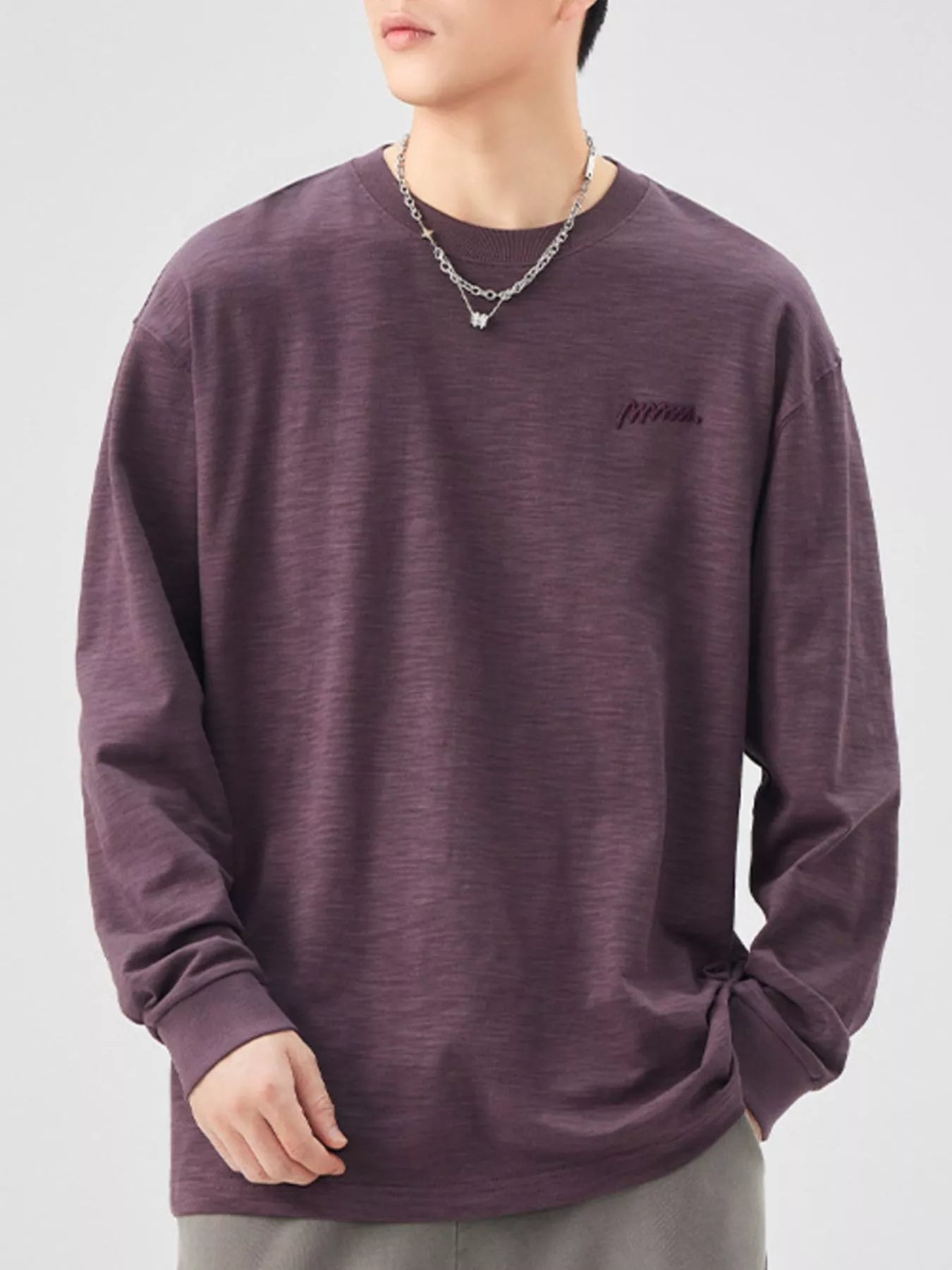 Plus Size Casual Long Sleeve T-Shirt in White for Men