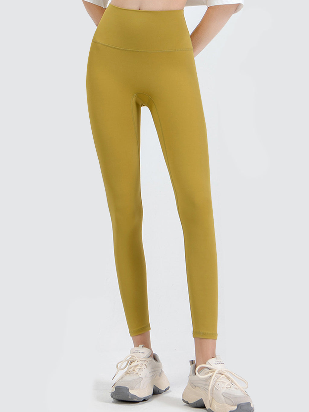 Wide Waistband Sports Leggings in Lilac in Chocolate for Women