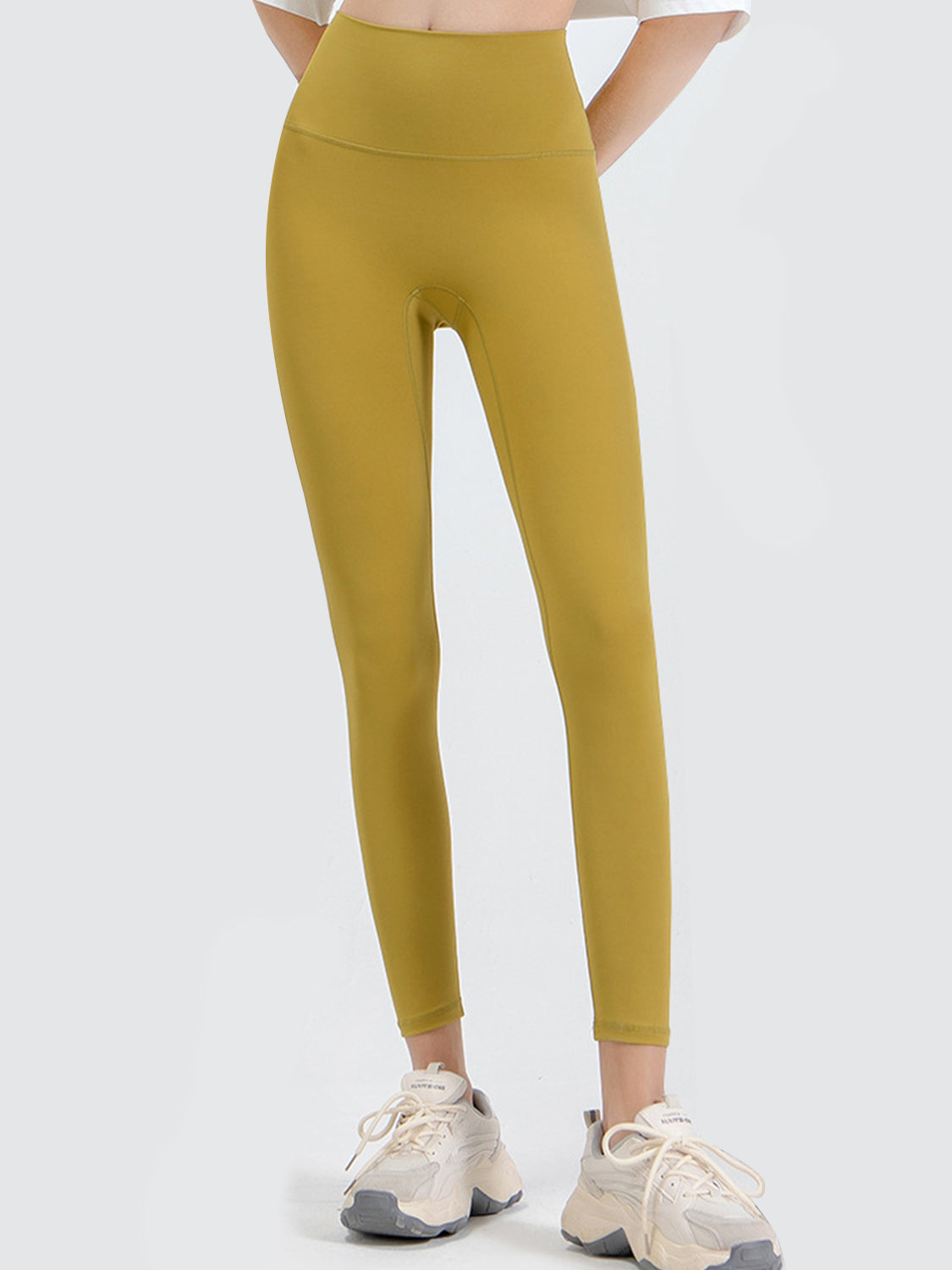 Wide Waistband Sports Leggings in Lilac in Chocolate for Women