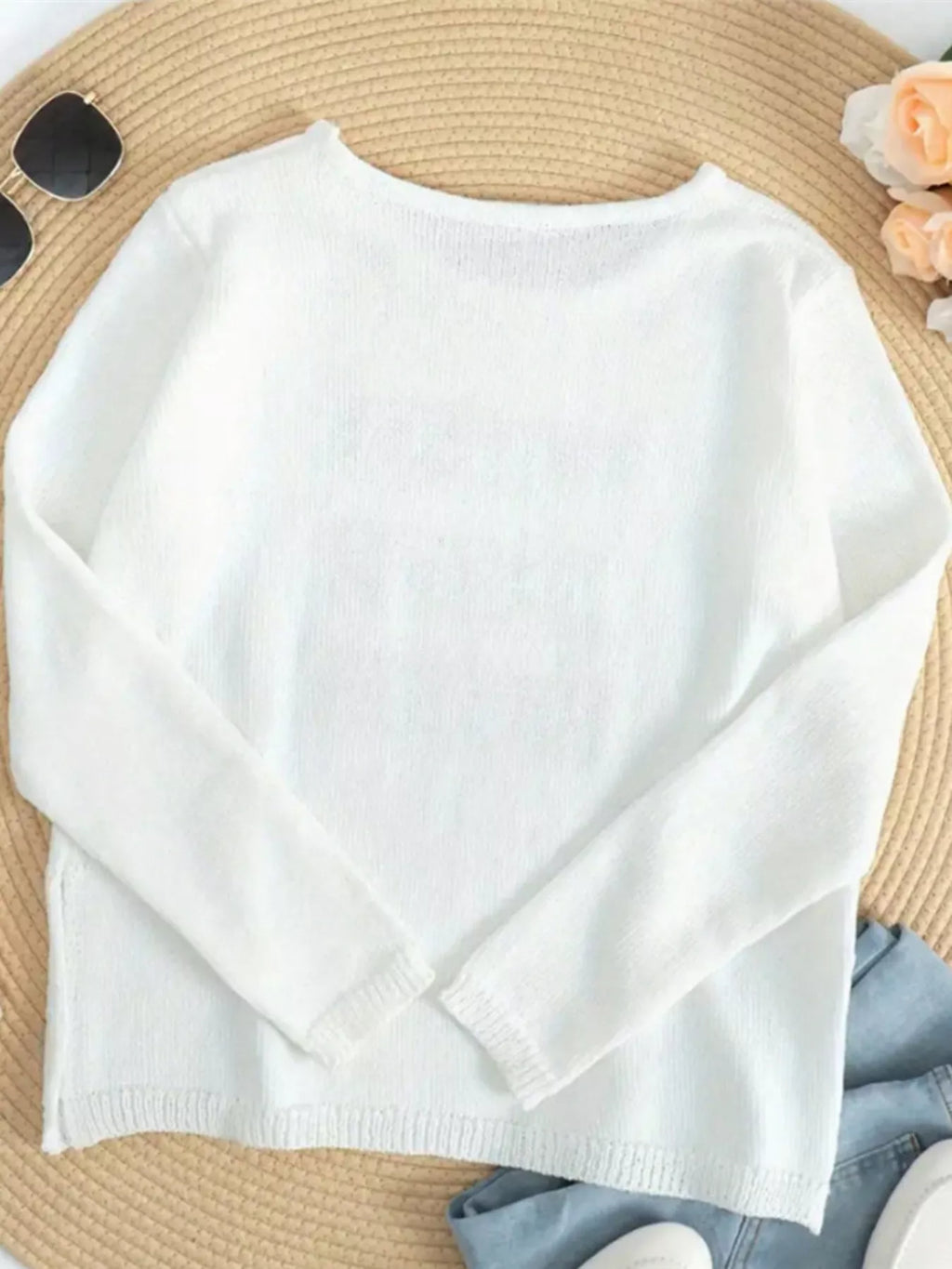 Coffee Beach Letter Side Slit Knit Top for Women