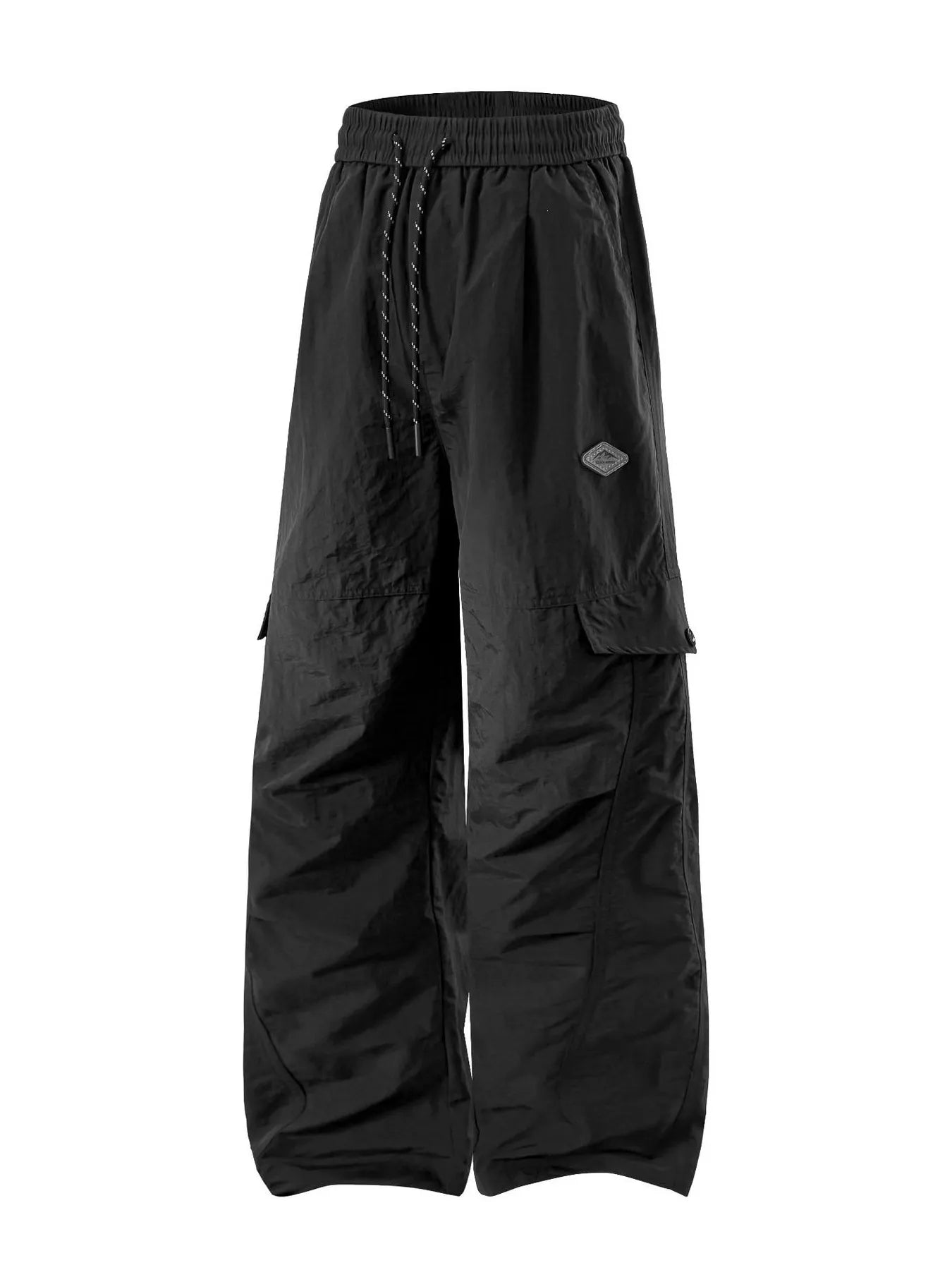 Plus Size Relaxed Fit Cargo Pants with Drawstring in Navy Blue for Men