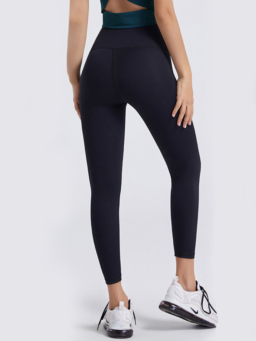 Wide Waistband Sports Leggings in Mocha in Light Gray for Women