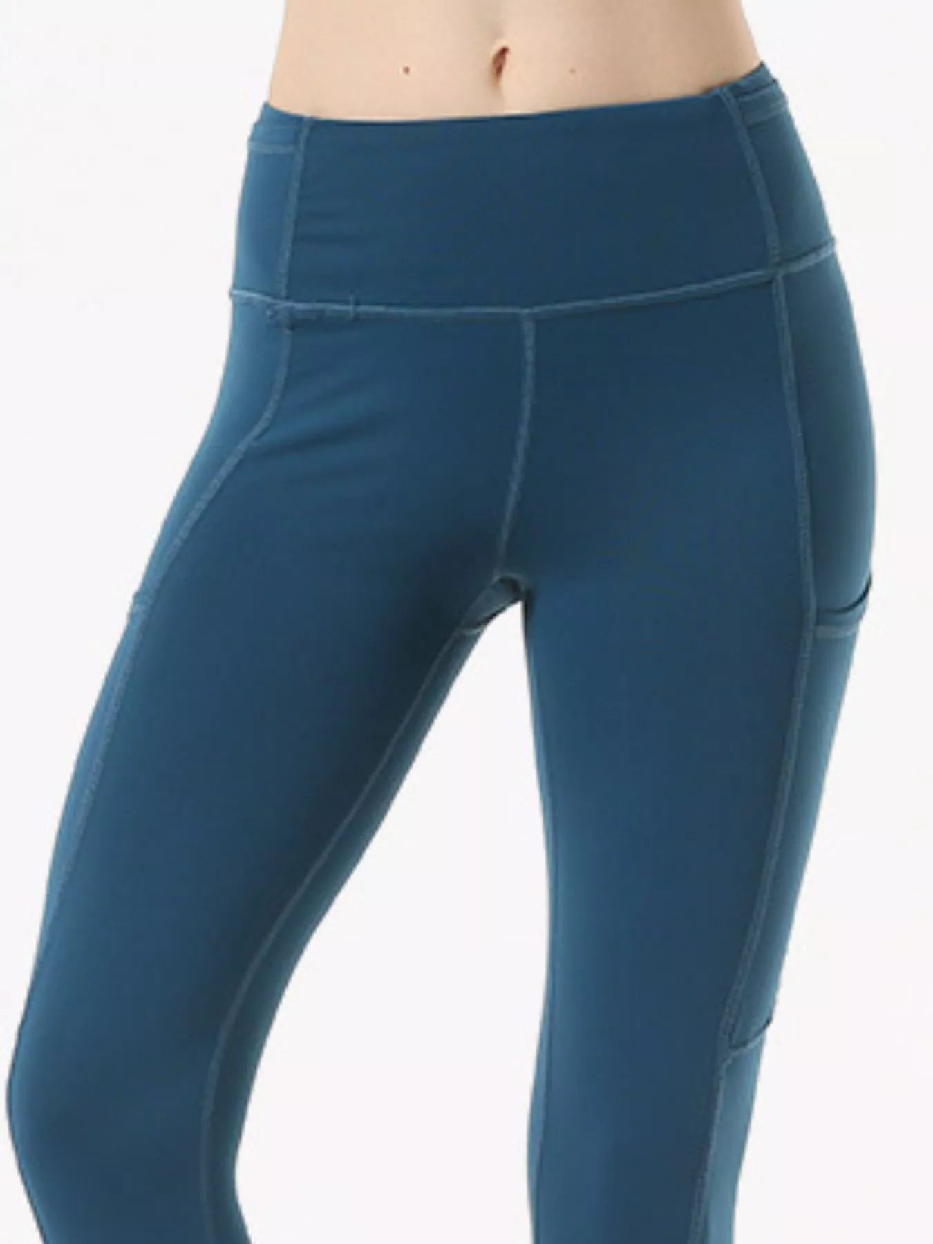 High-Waisted Active Leggings with Pockets Plus Size in Dusty Blue for Women